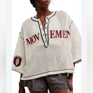 Free People FP Movement Camp Out Embroidered Open Stitch Top size L